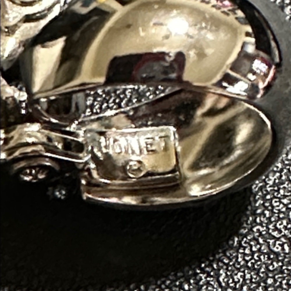 Monet Vintage Silver-Tone Clip On Earrings - Picture 2 of 8